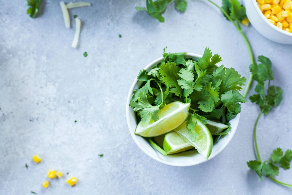 bowl with lime and cilantro